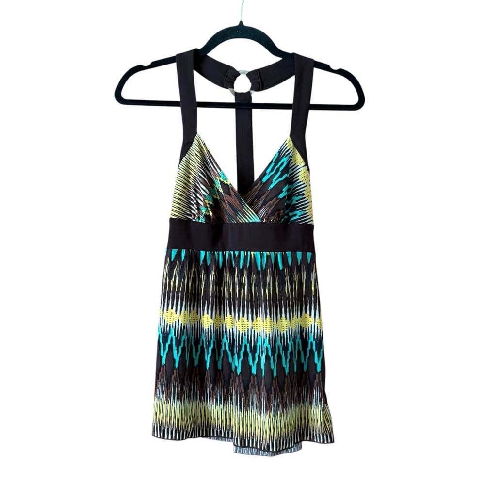Vintage Y2K IZ Byer Halter Racerback Tank Top Green Teal Brown Size Medium